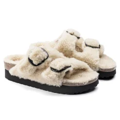 Store Birkenstock Arizona Big Buckle En Fourrure D'Agneau Teddy Eggshell