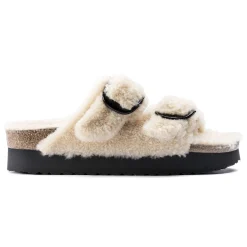 Store Birkenstock Arizona Big Buckle En Fourrure D'Agneau Teddy Eggshell