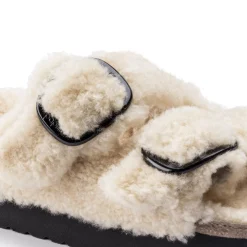Store Birkenstock Arizona Big Buckle En Fourrure D'Agneau Teddy Eggshell