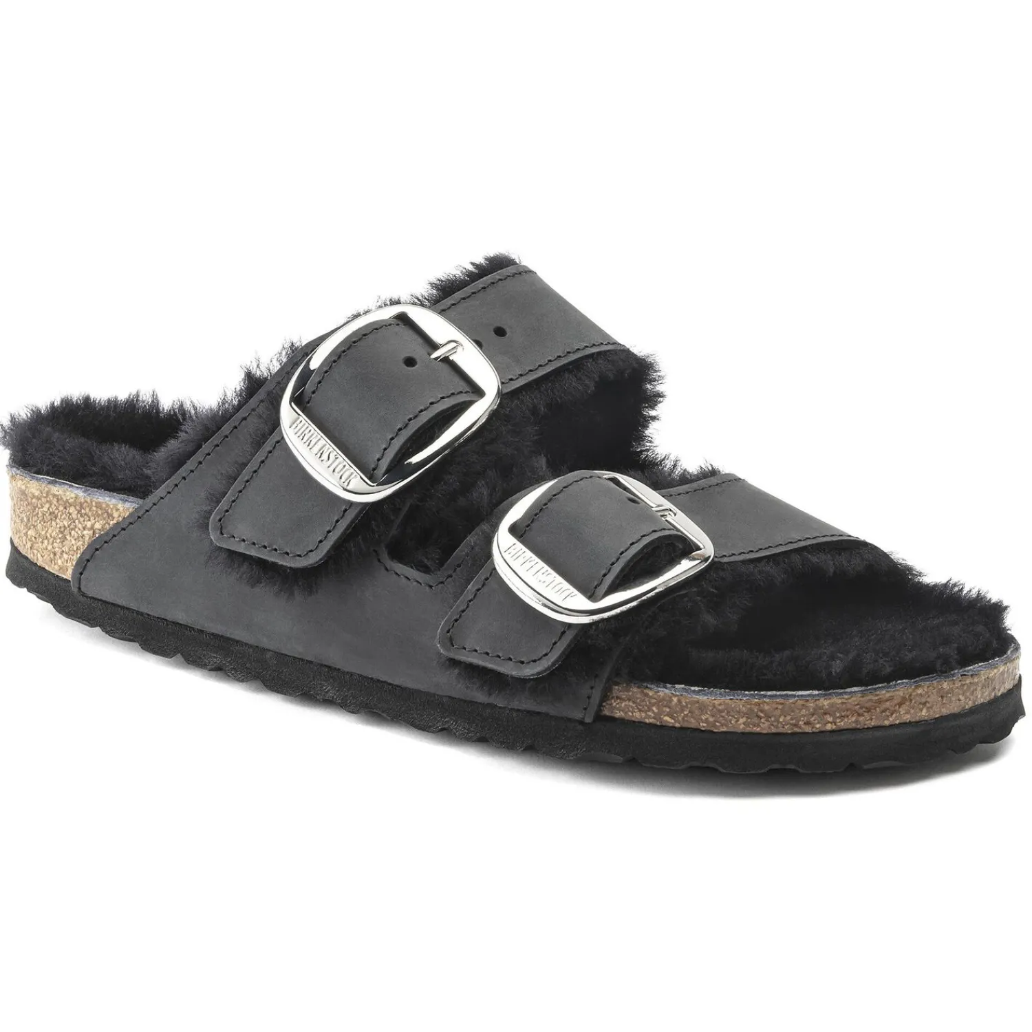 New Birkenstock Arizona Big Buckle En Fourrure D'Agneau Black
