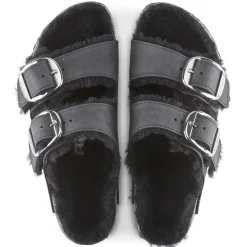 New Birkenstock Arizona Big Buckle En Fourrure D'Agneau Black