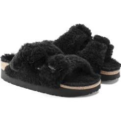 Discount Birkenstock Arizona Big Buckle En Fourrure D'Agneau Teddy Black