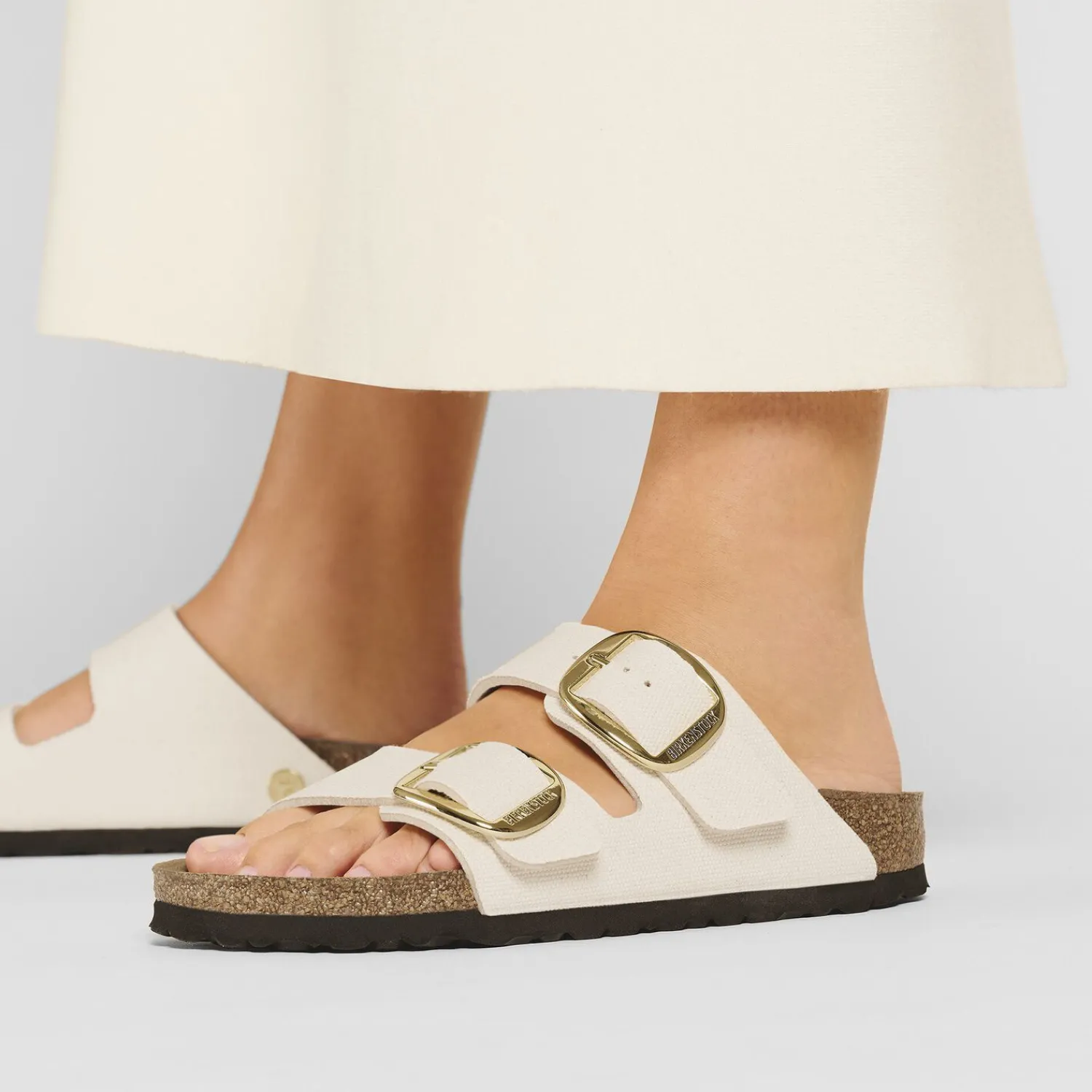 Cheap Birkenstock Arizona Big Buckle Rivet Logo Canvas Eggshell
