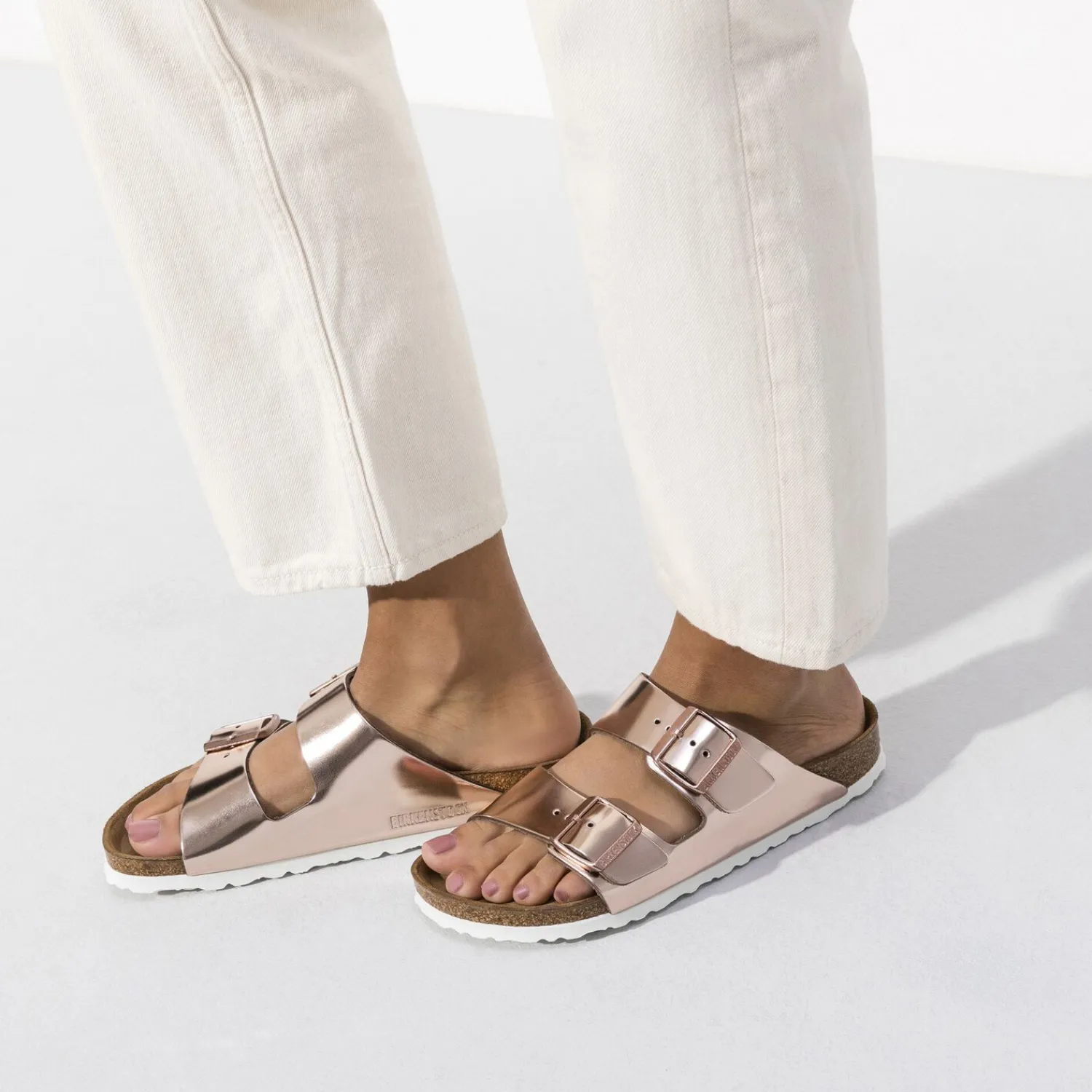 Cheap Birkenstock Arizona Lit De Pied Souple Metallic Copper