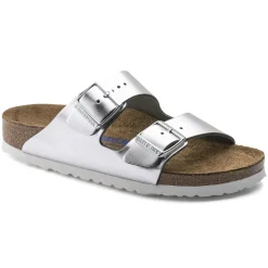 Hot Birkenstock Arizona Lit De Pied Souple Metallic Silver