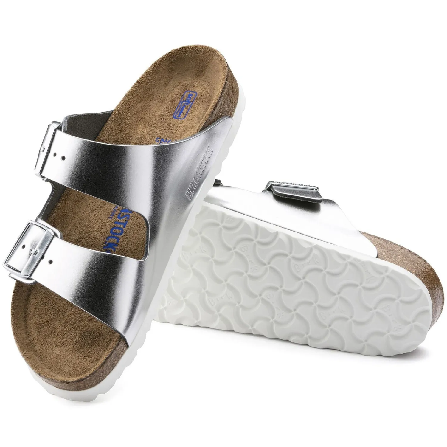 Hot Birkenstock Arizona Lit De Pied Souple Metallic Silver