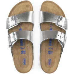 Hot Birkenstock Arizona Lit De Pied Souple Metallic Silver