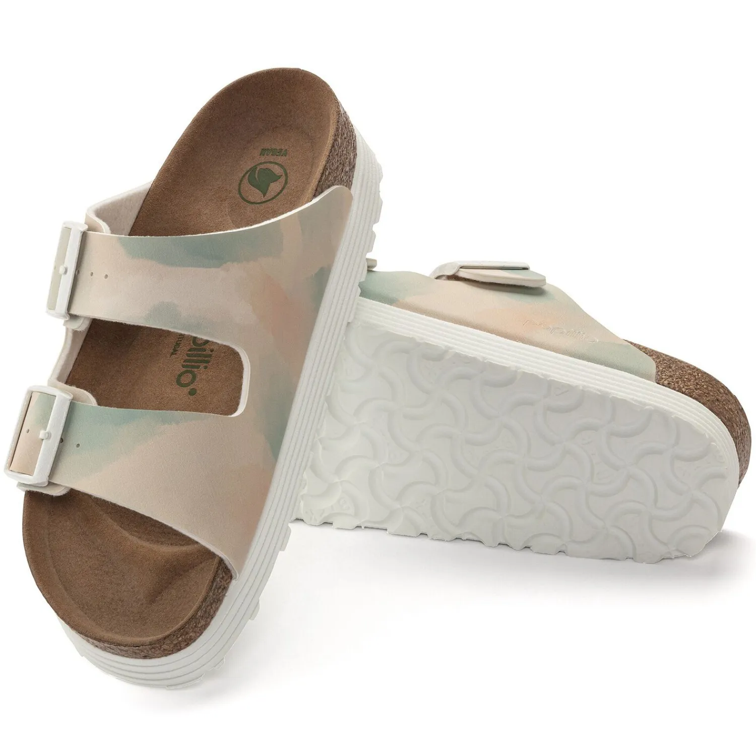 Best Birkenstock Arizona Platform Vegan Watercolor Pink/Blue