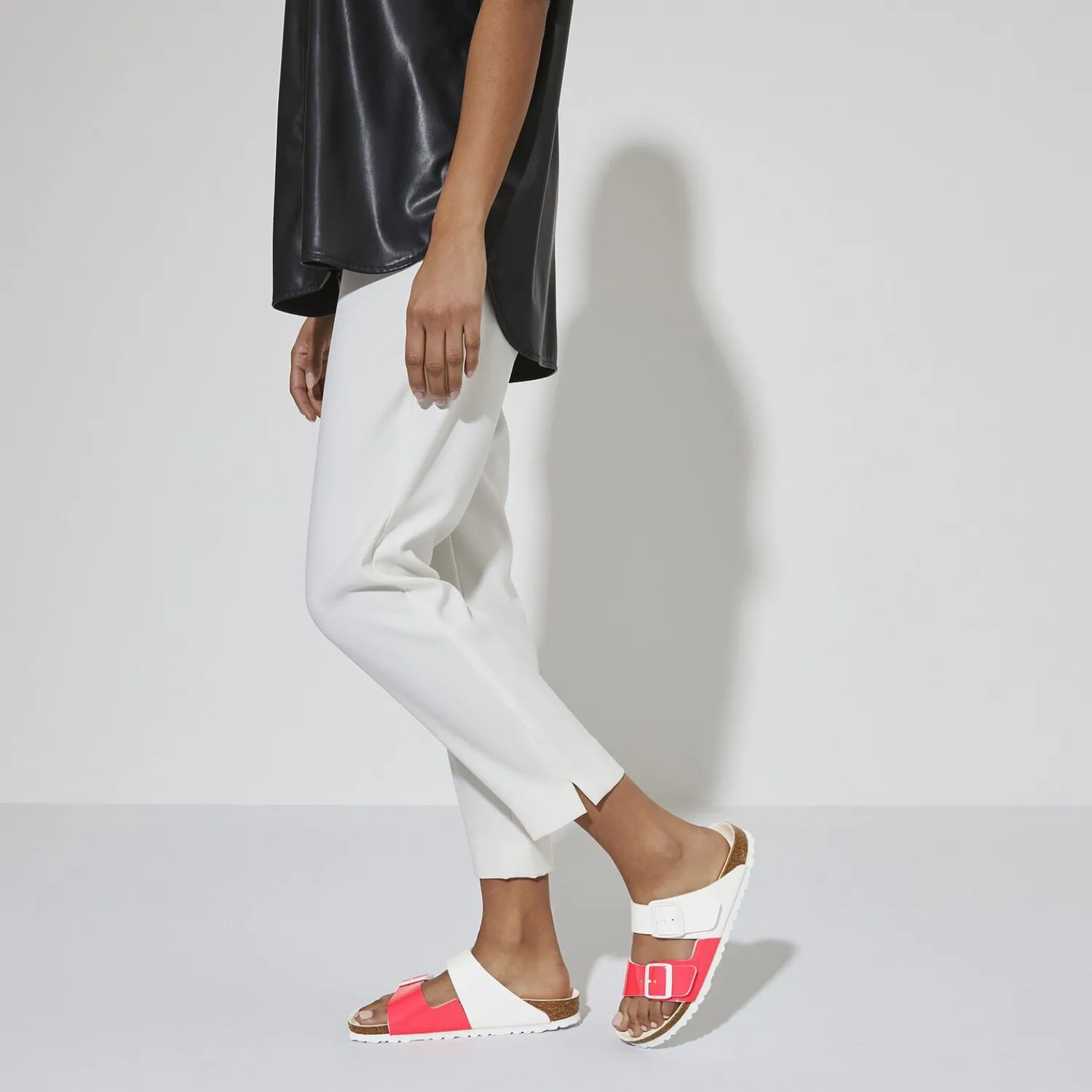 Online Birkenstock Arizona Split Neon Pink/White Patent