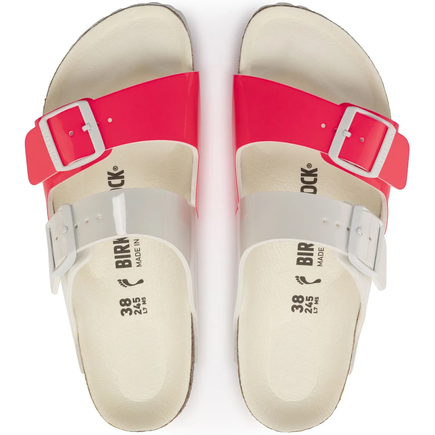 Online Birkenstock Arizona Split Neon Pink/White Patent