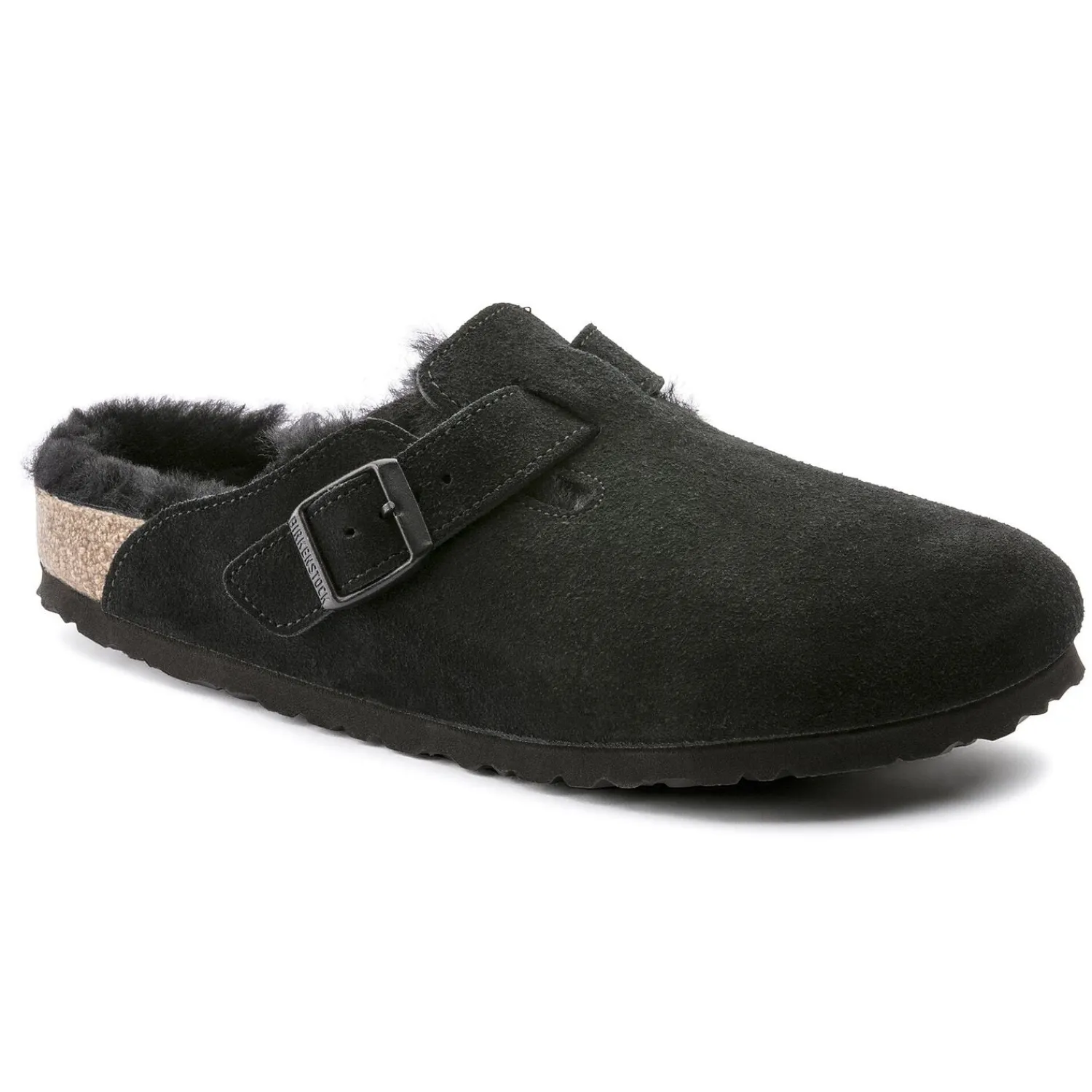Fashion Birkenstock Boston En Fourrure D'Agneau Black