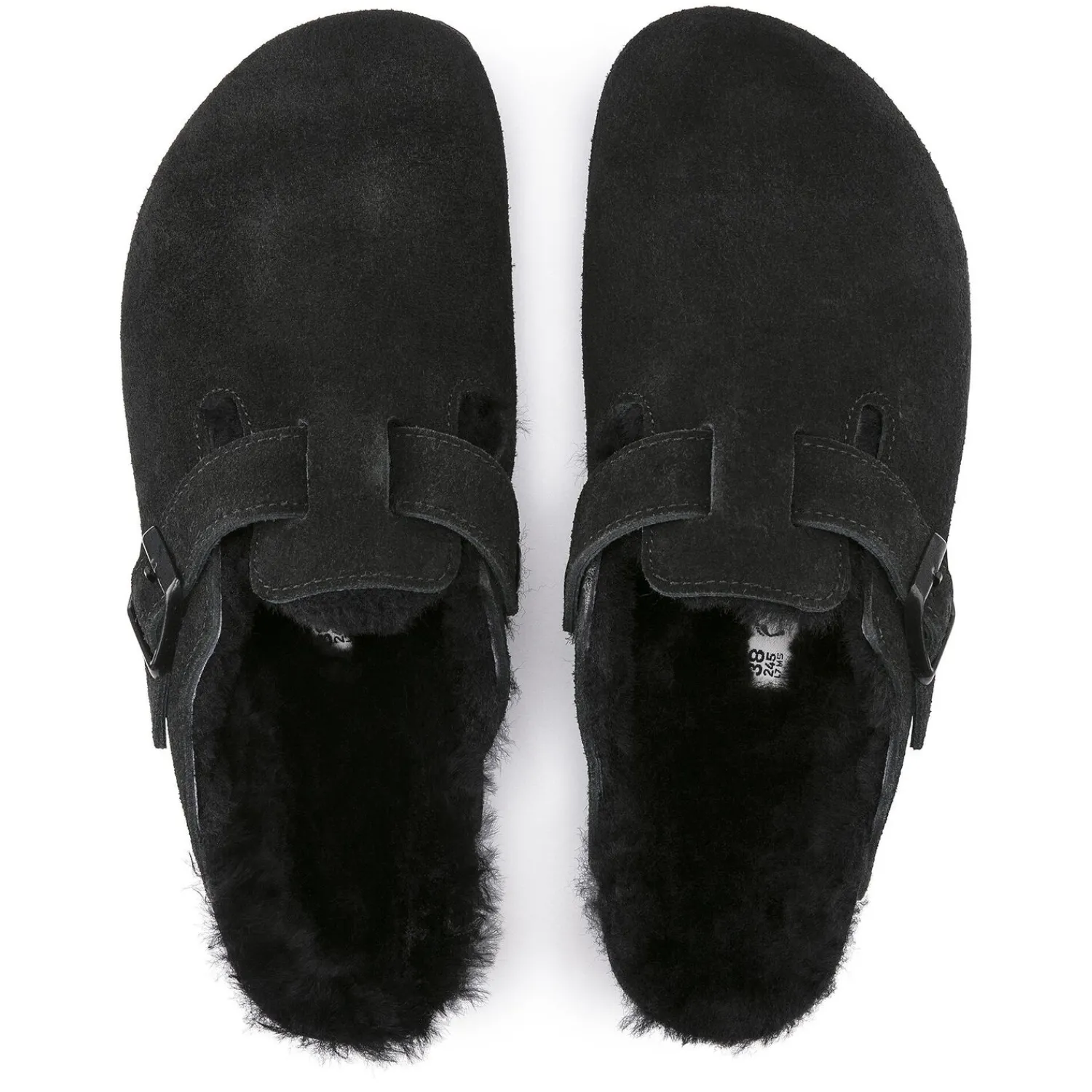 Fashion Birkenstock Boston En Fourrure D'Agneau Black