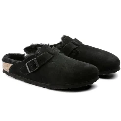 Fashion Birkenstock Boston En Fourrure D'Agneau Black