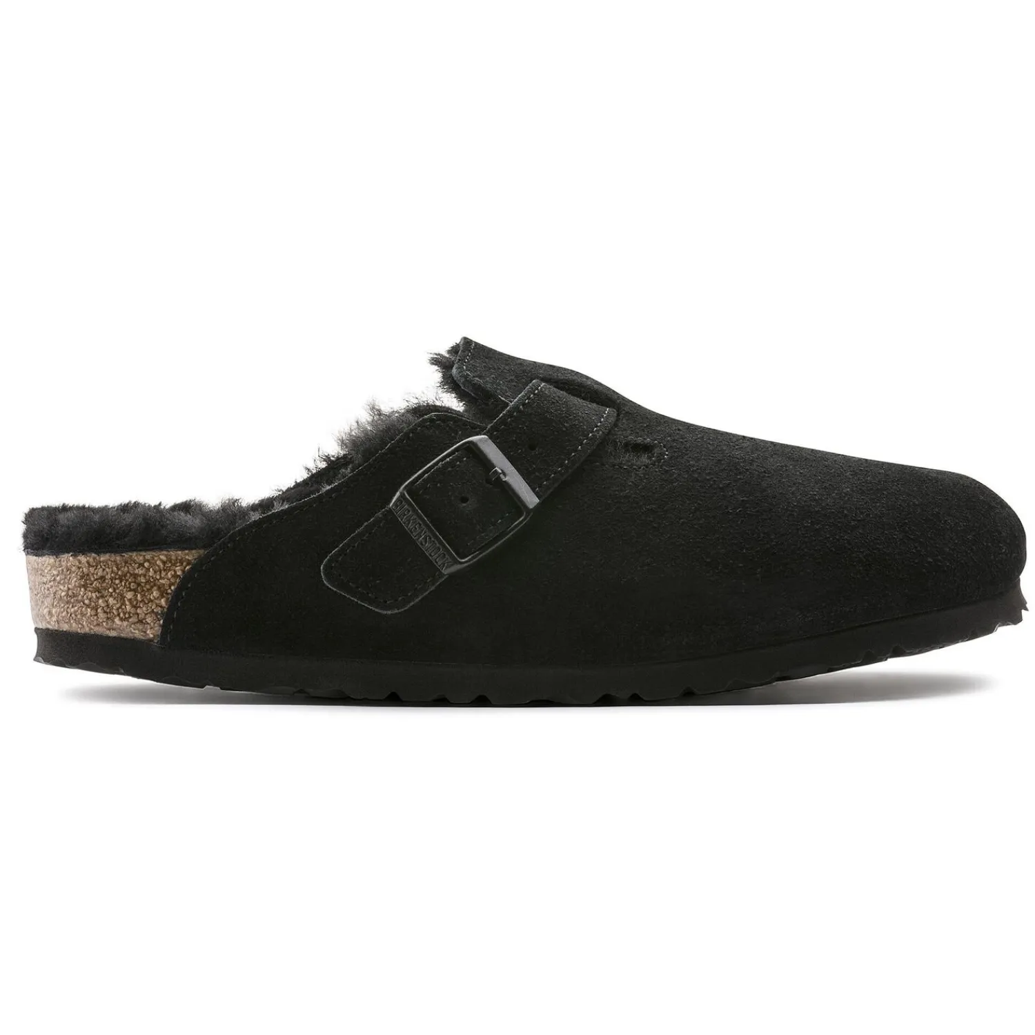 Fashion Birkenstock Boston En Fourrure D'Agneau Black