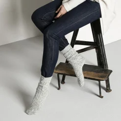 Clearance Birkenstock Chaussettes En Coton Flamme Femme Gray/White