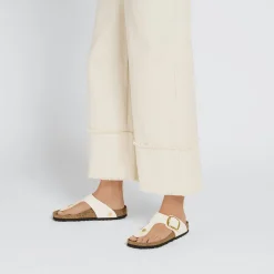 Cheap Birkenstock Gizeh Big Buckle Rivet Logo Canvas Eggshell