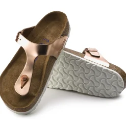 Shop Birkenstock Gizeh Lit De Pied Souple Metallic Copper
