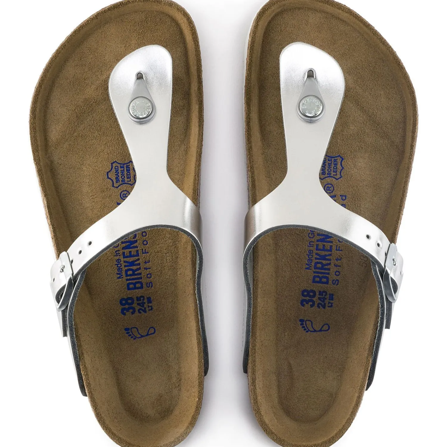 Best Sale Birkenstock Gizeh Lit De Pied Souple Metallic Silver
