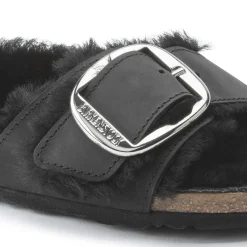 Cheap Birkenstock Madrid Big Buckle En Fourrure D'Agneau Black