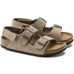 Shop Birkenstock Milano Hl Suede Kids Taupe
