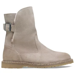 Shop Birkenstock Uppsala En Fourrure D'Agneau Gray Taupe